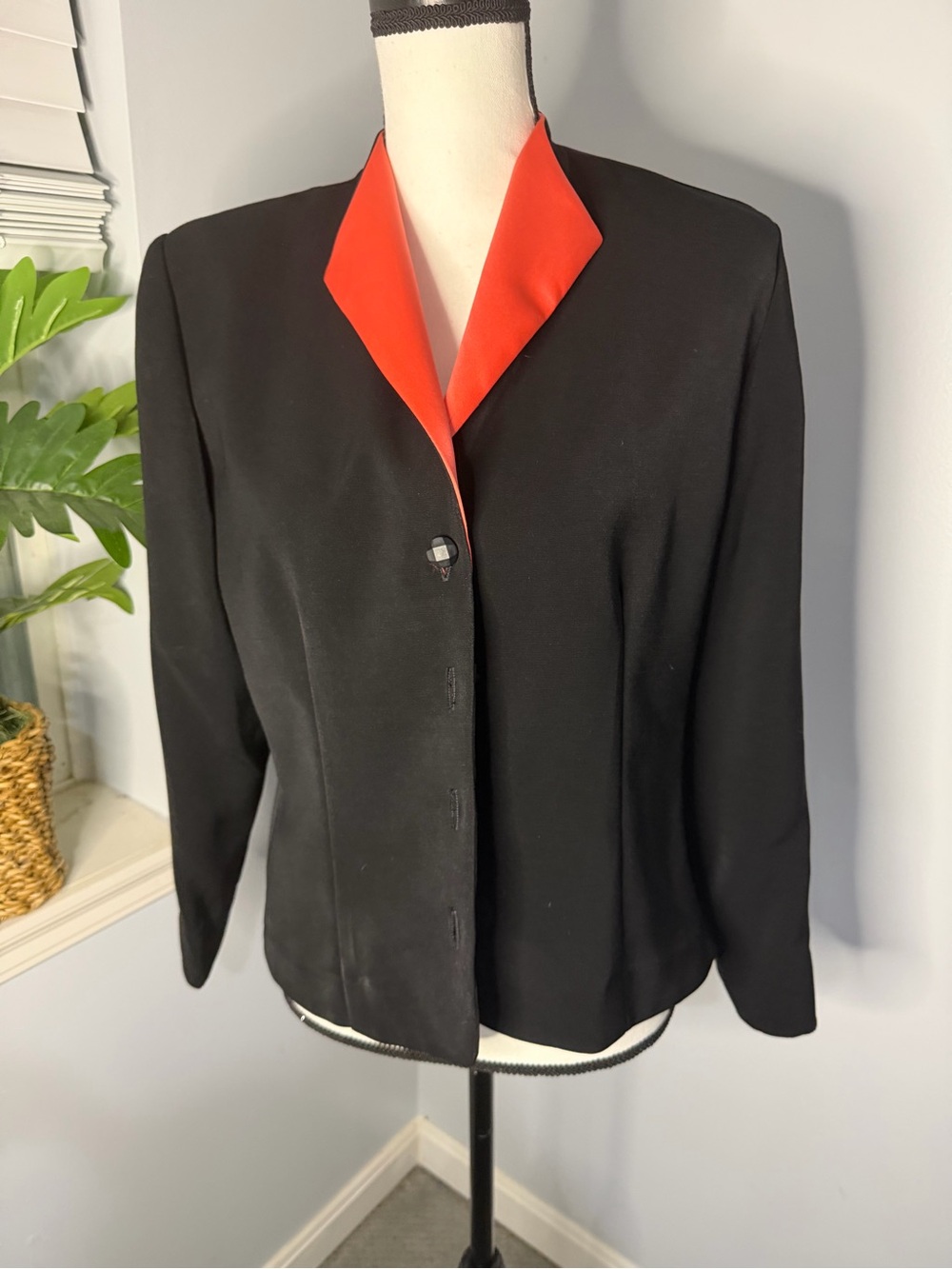 Positive Attitude Black Blazer with Red Notch Collar